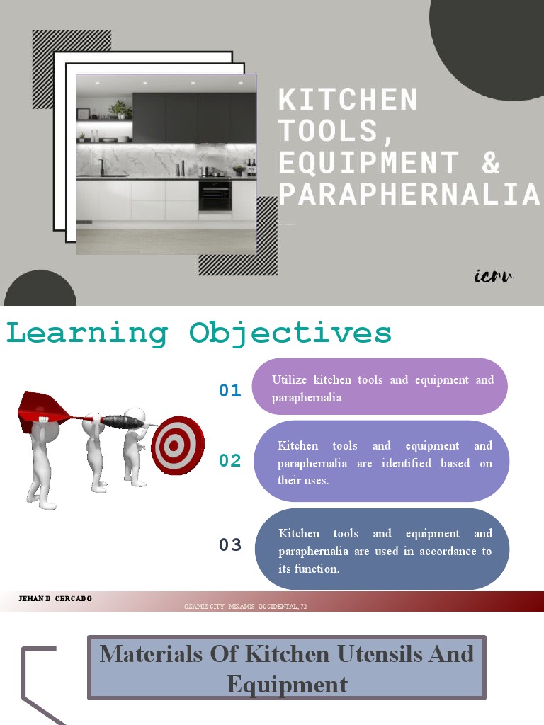 Kitchen Tools Equipment and Paraphernalia PDF Kitchen Utensil Cooking