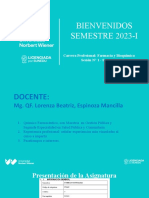 Bienvenidos SEMESTRE 2023-I: Carrera Profesional: Farmacia y Bioquímica Sesión #1 - Semana 1