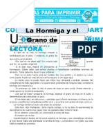 Ficha La Hormiga y El Grano de Trigo para Cuarto de Primaria