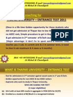 What Is Thapar Uni Entrance Test 2011