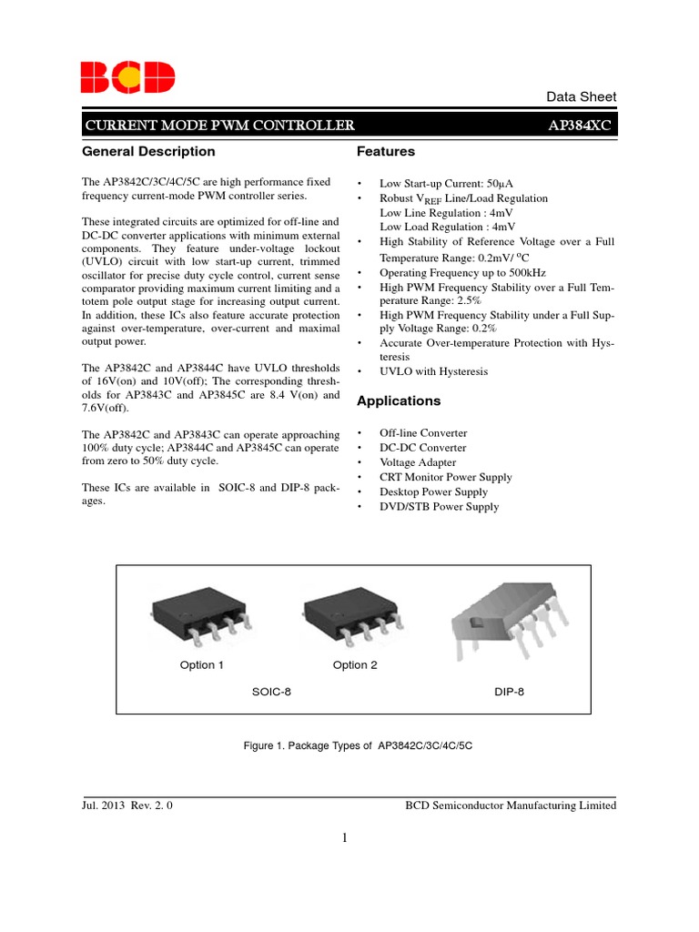 AP3842C/3C/4C/5C PWM Controller Datasheet | PDF | Amplifier | Power Supply