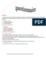 Définition: Structure Du Questionnaire