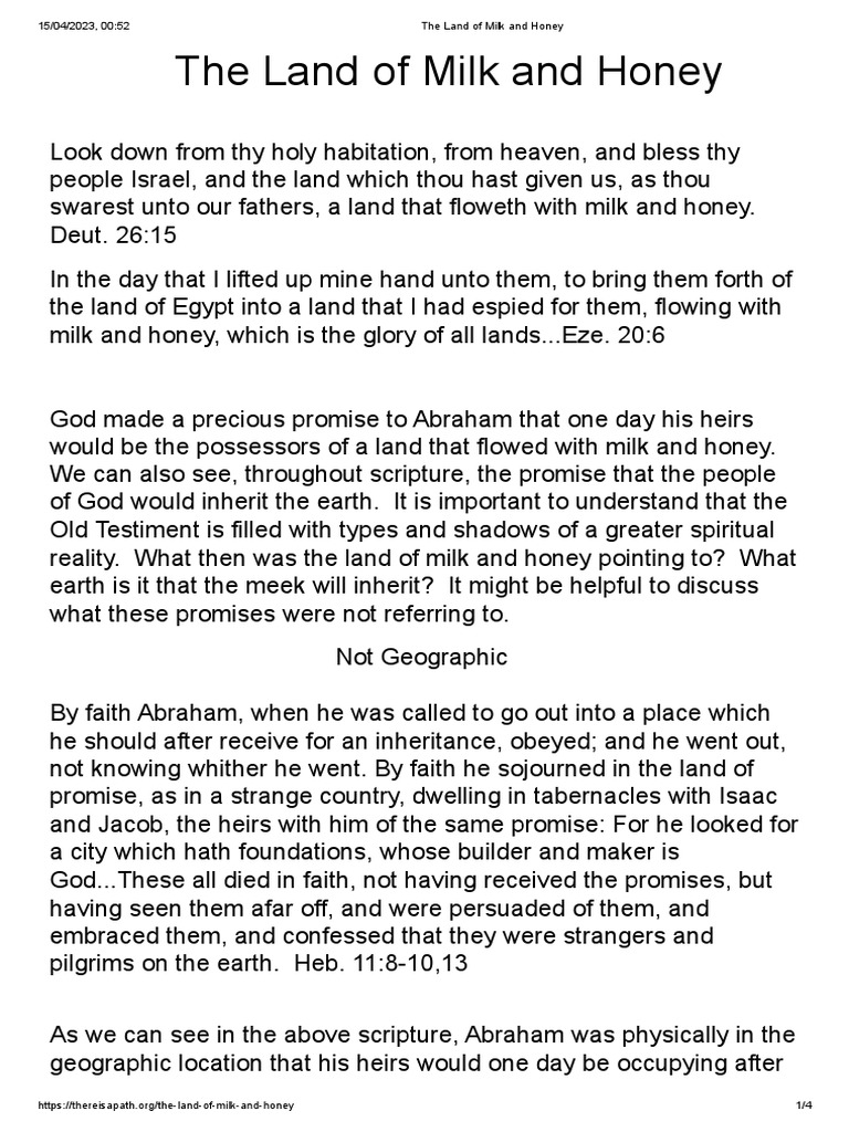 Understanding the Land of Milk and Honey | PDF | Revelation | Afterlife