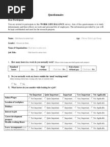 Work Life Balance Questionnaire