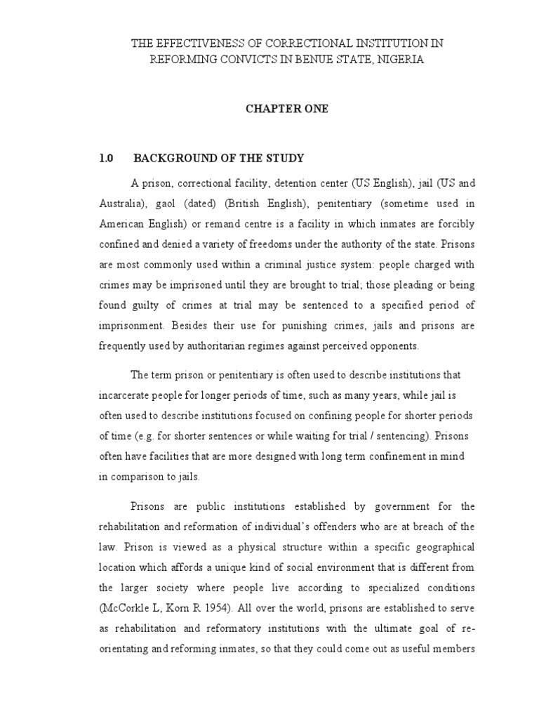 THE EFFECTIVENESS OF CORRECTIONAL INSTITUTION IN REFORMING CONVICTS IN ...
