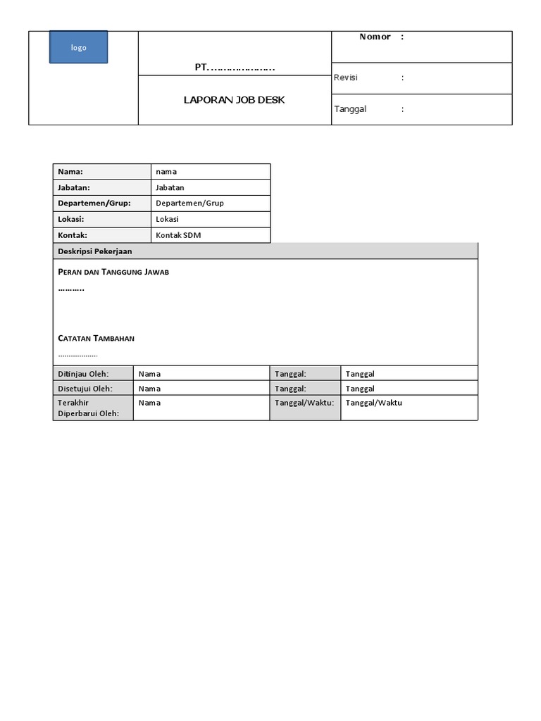 Laporan Job Desk Karyawan | PDF