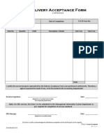 CORPMIS003 Delivery Acceptance Form