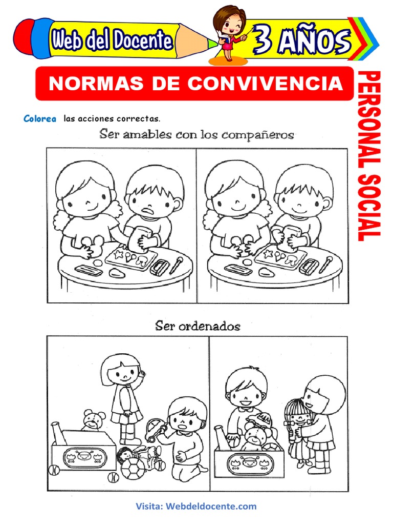 Normas de Convivencia para Colorear | PDF