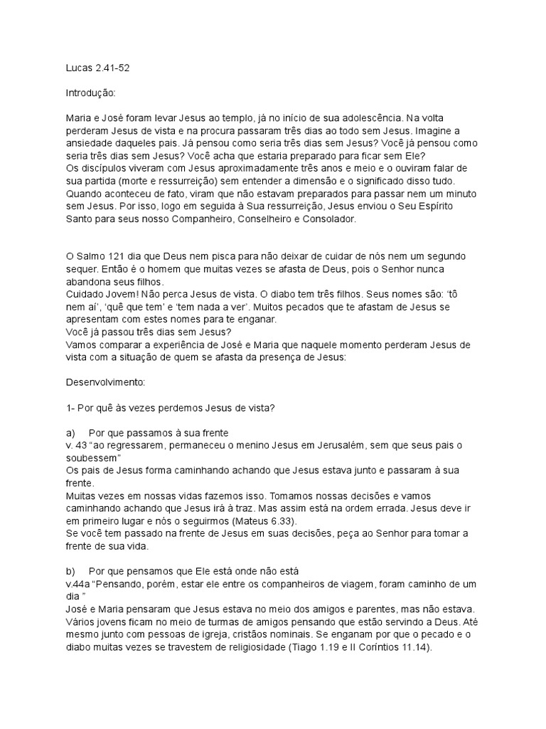 Lucas 2 - 41-52 | PDF | Jesus | São José