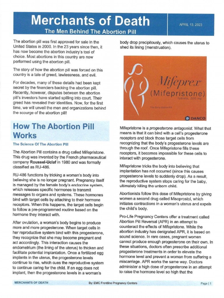 Merchants of Death Abortion Pill | PDF