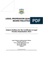 Legal Profession Qualifying Board Malaysia: Subject Outlines For The Certificate in Legal Practice Examination 2023