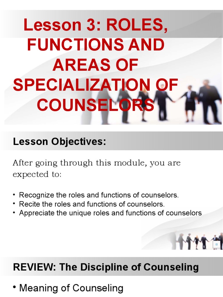 Roles and Functions of Counselors | PDF | School Counselor | Physical ...