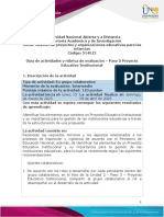 Guía de Actividades y Rúbrica de Evaluación - Unidad 2 - Paso 3 - Proyecto Educativo Institucional