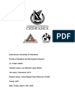 Autonomous University of Chihuahua Faculty of Medicine and Biomedical Sciences Lic. Public Health Homework