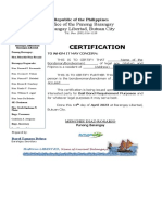 Certification: Office of The Punong Barangay Barangay Libertad, Butuan City