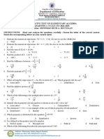 Q1, C2 Grade 7 Elementary Algebra Test Paper