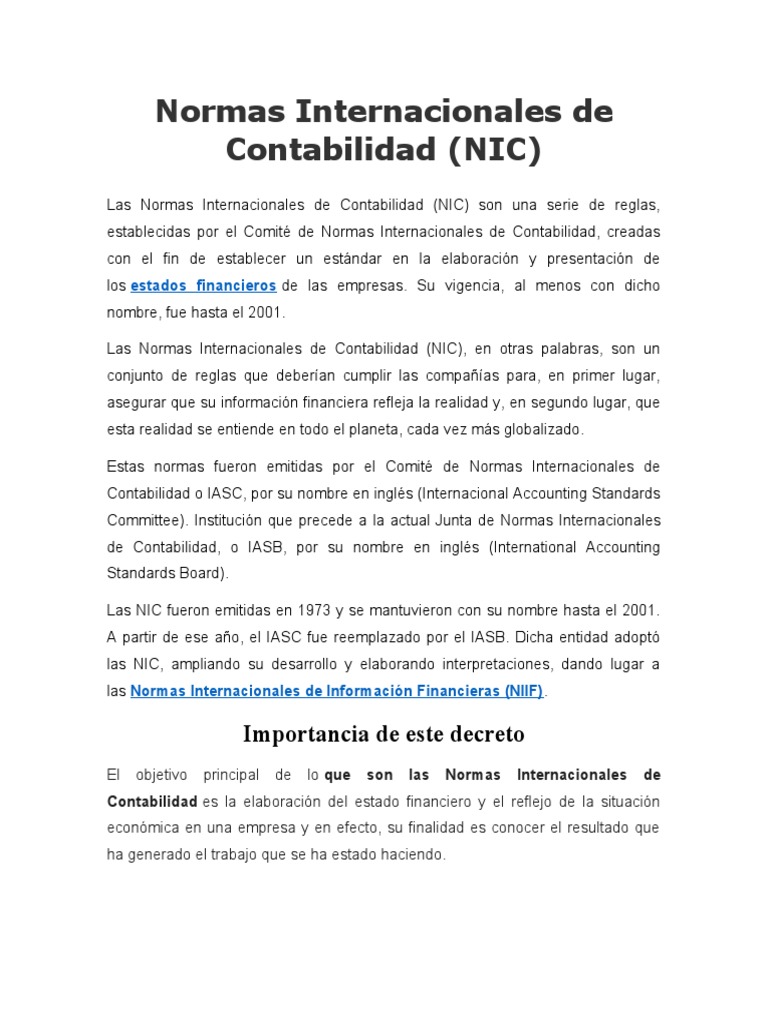 Normas Internacionales De Contabilidad Pdf Normas Internacionales
