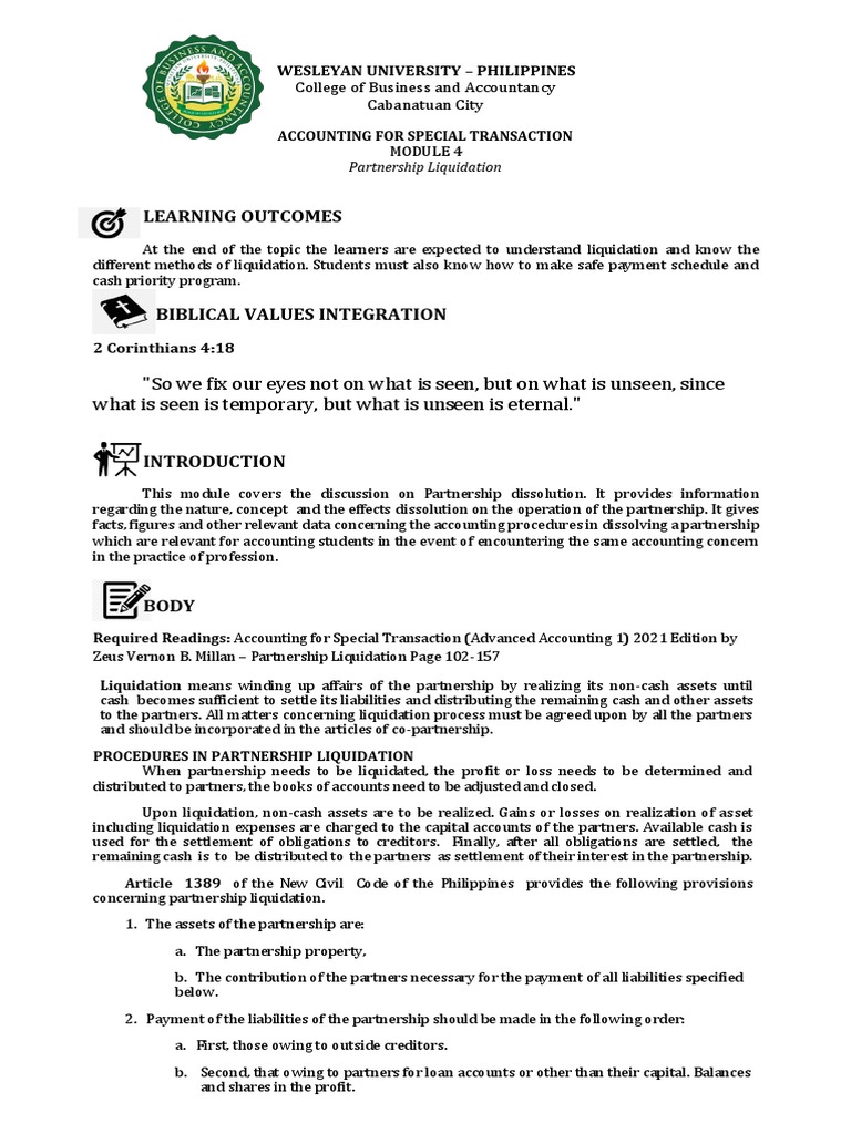 Partnership Liquidation Procedures | PDF | Liquidation | Insolvency