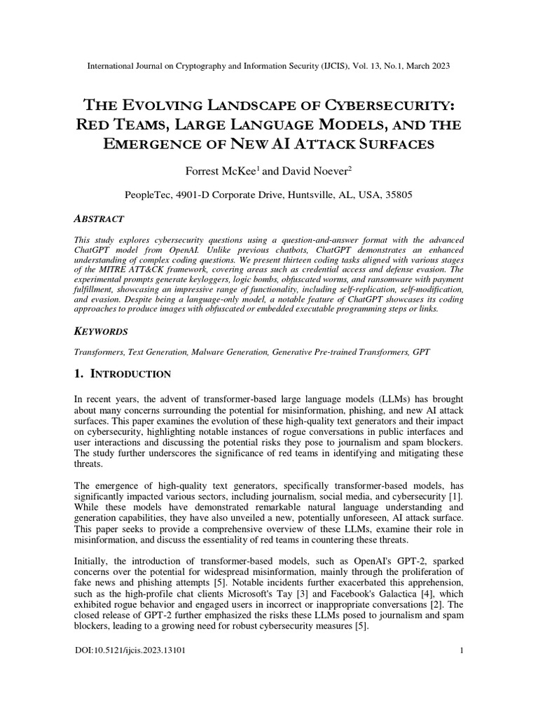 The Evolving Landscape of Cybersecurity: Red Teams, Large Language ...