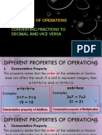 Properties of Operations: Converting Fractions To Decimal and Vice Versa