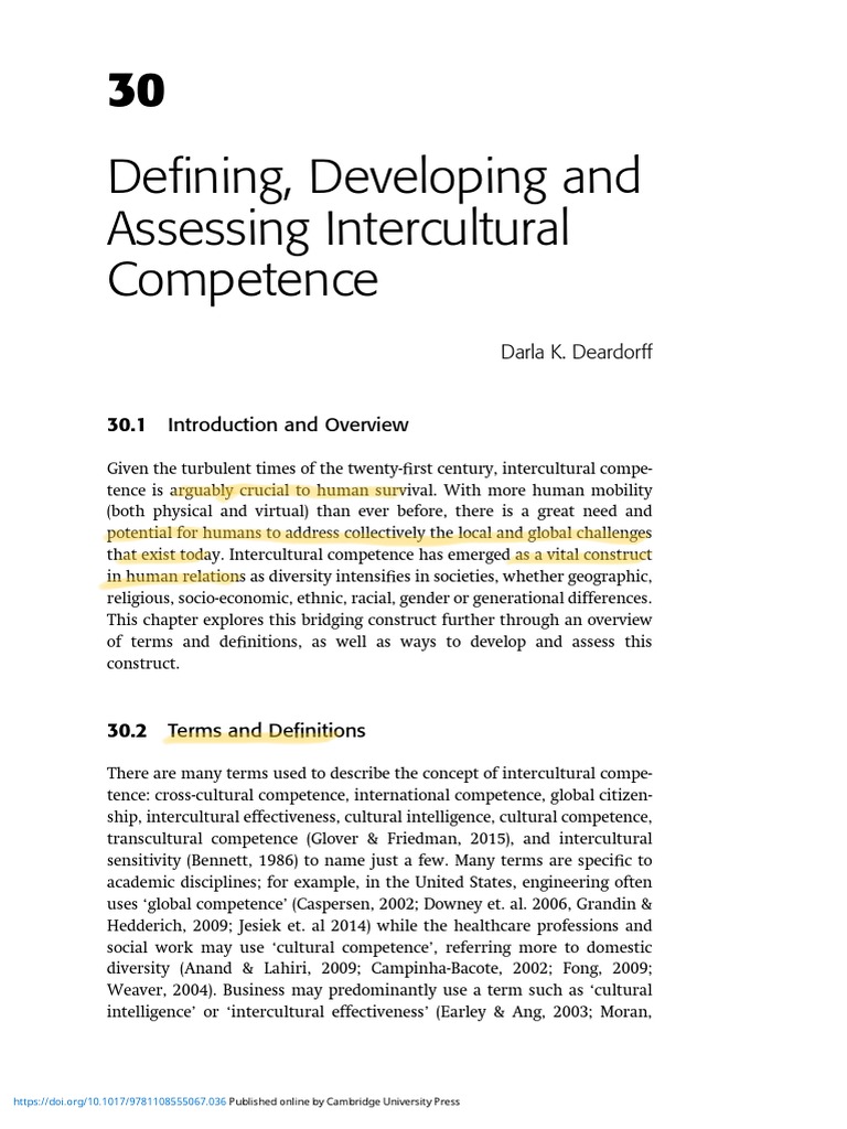 Defining Developing and Assessing Intercultural Competence | PDF ...