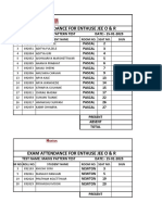 Exam Attendance For Enthuse Jee O & R: SR No - Roll No. Student Name Room No. Seat No. Sign