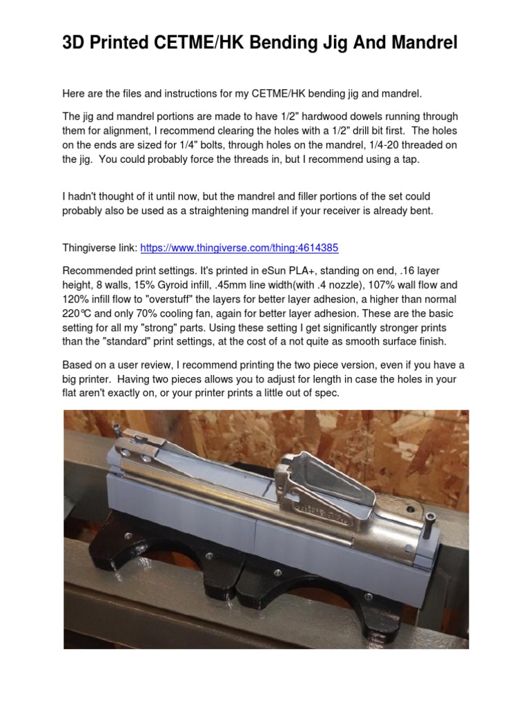 3D Printed CETME/HK Bending Jig and Mandrel PDF Sheet Metal Screw