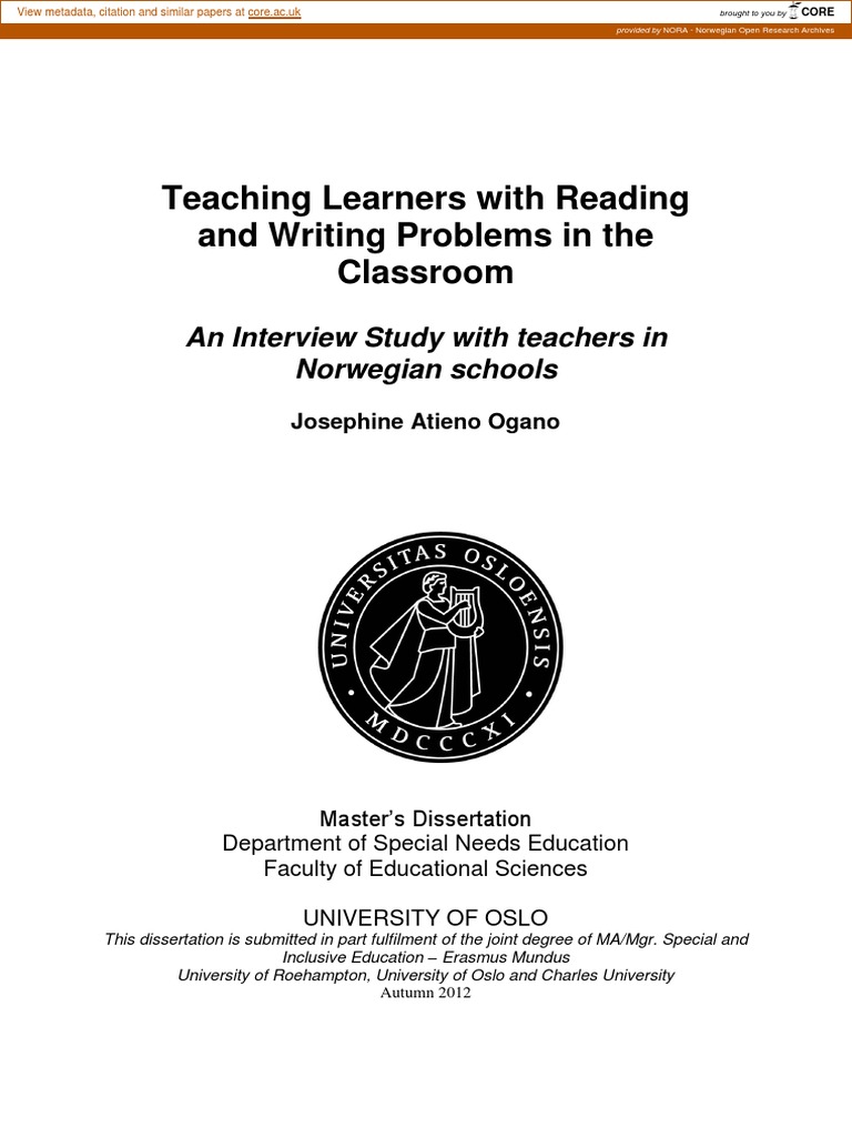 Teaching Learners With Reading and Writing Problems in The Classroom