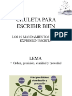 Chuleta para Escribir Bien: Los 10 Mandamientos de La Expresión Escrita