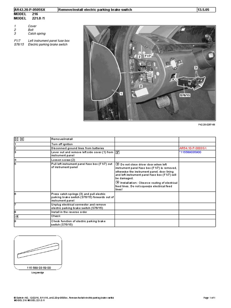 Electric Parking Brake Switch PDF Electric Power Manufactured Goods