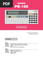 PB 100 Command List