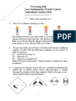 Po Leung Kuk 21 Primary Mathematics World Contest Individual Contest 2018