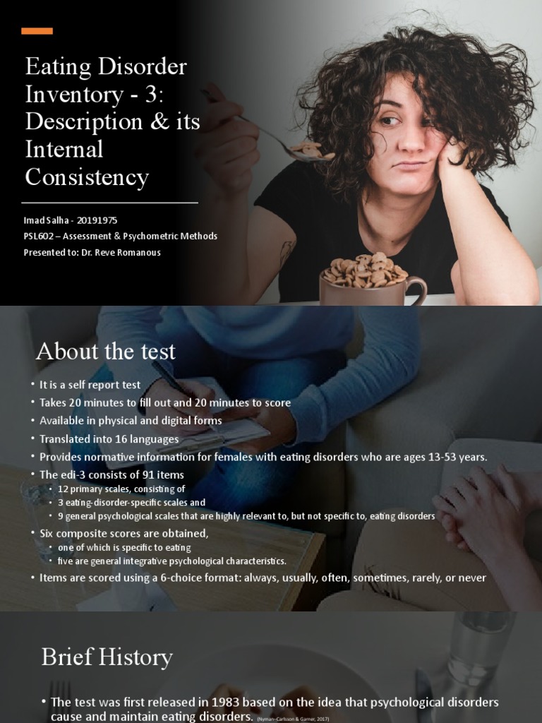 EDI-3: Overview and Reliability Analysis | PDF | Eating Disorder ...