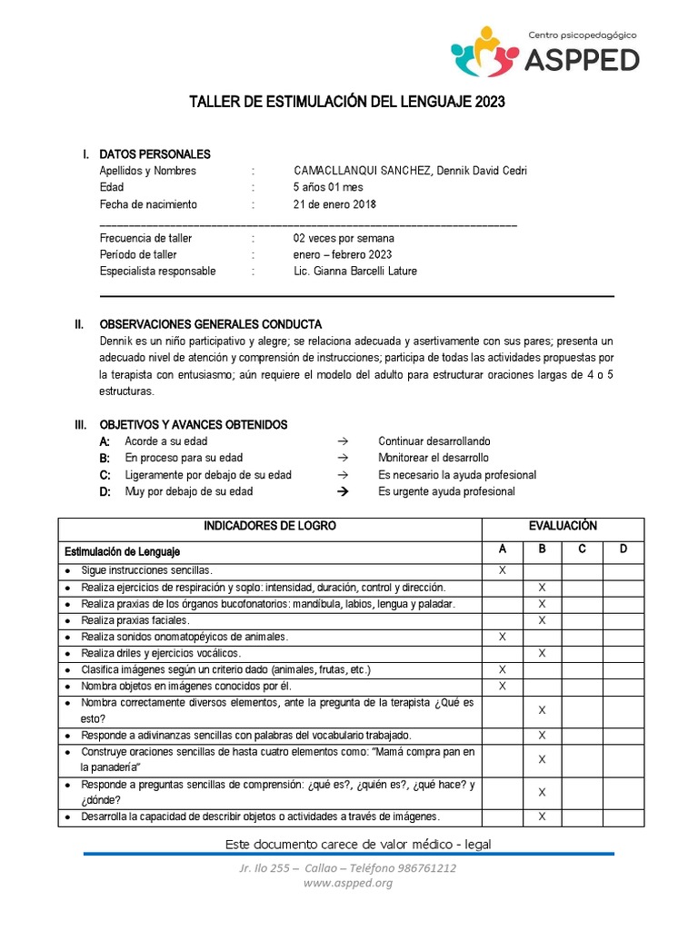 Taller de Estimulación del Lenguaje 2023 | PDF | Las emociones ...