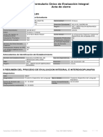 Formulario Único de Evaluación Integral Acta de Cierre: I Antecedentes Generales