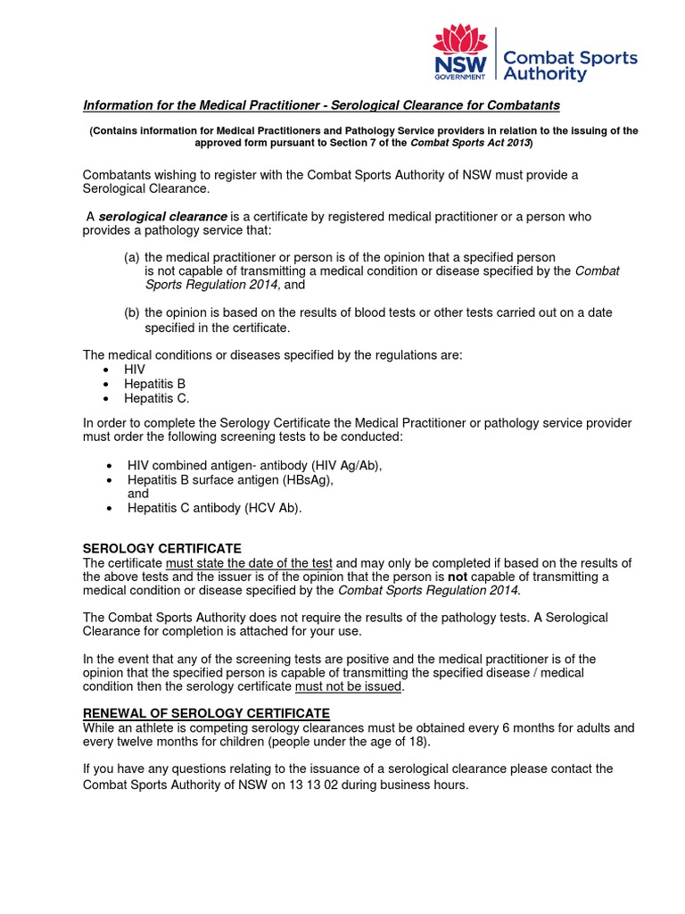 Serological Clearance for Combatants | PDF | Serology | Hepatitis