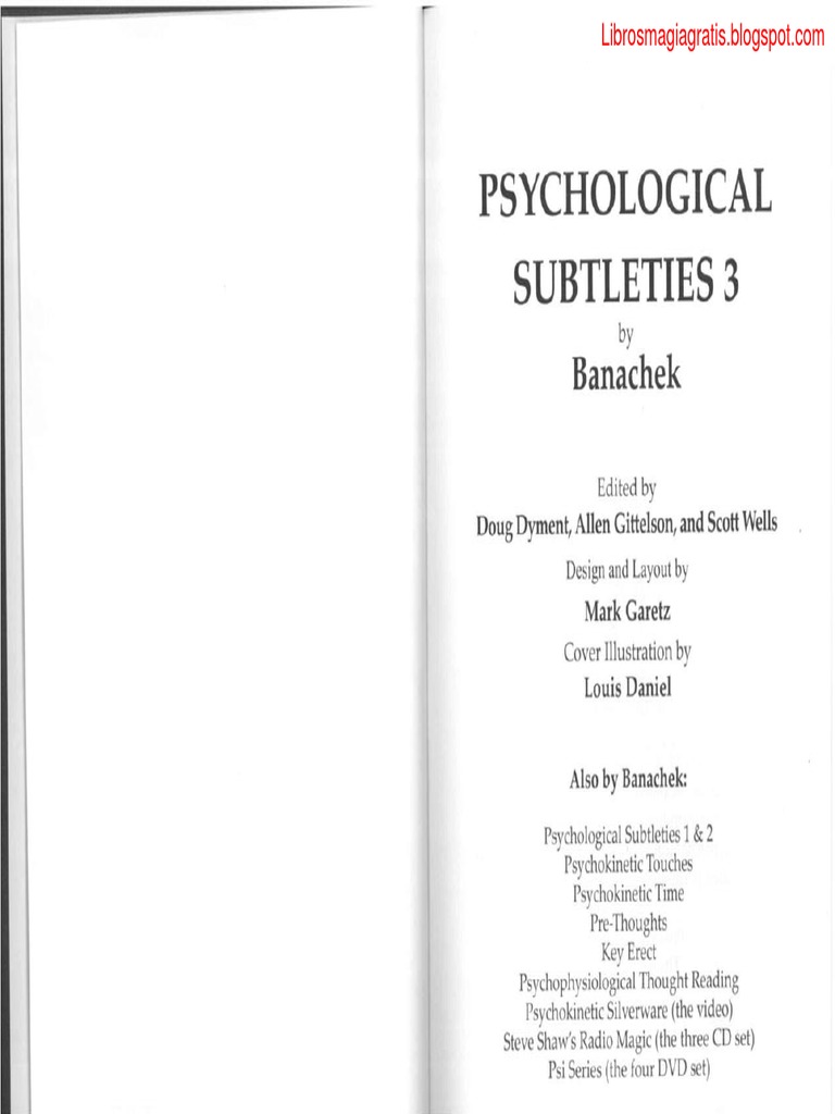 Banachek Psychological Subtleties 3pdf 4 PDF Free | PDF