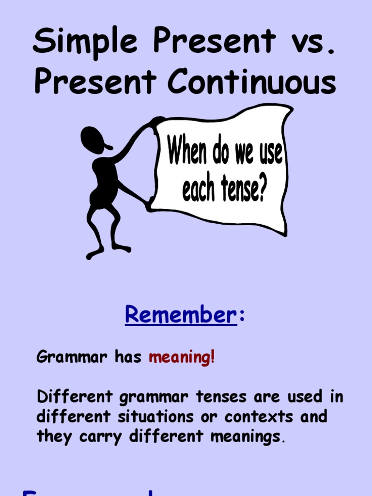 Simple Present vs. Present Continuous Guide | PDF | Grammatical Tense ...