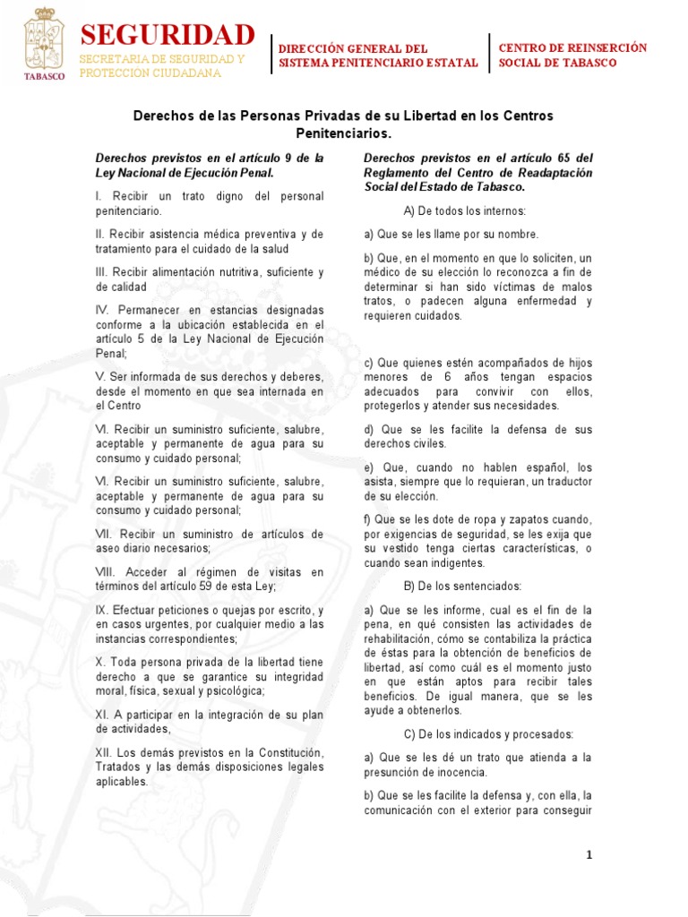 Derechos y Obligaciones de PPL | PDF | Prisión | Correcciones