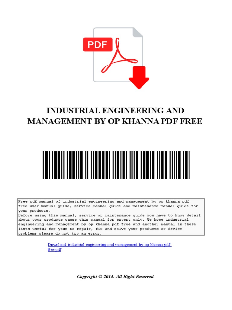 Industrial Engineering and Management by Op Khanna PDF Free PDF