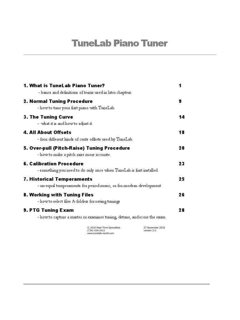 TuneLab Piano Tuner Manual | PDF | Cent (Music) | Piano
