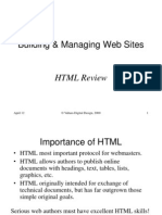 Building & Managing Web Sites: HTML Review