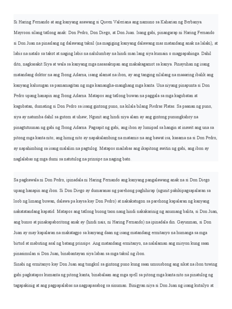 Ibong Adarna Story | PDF