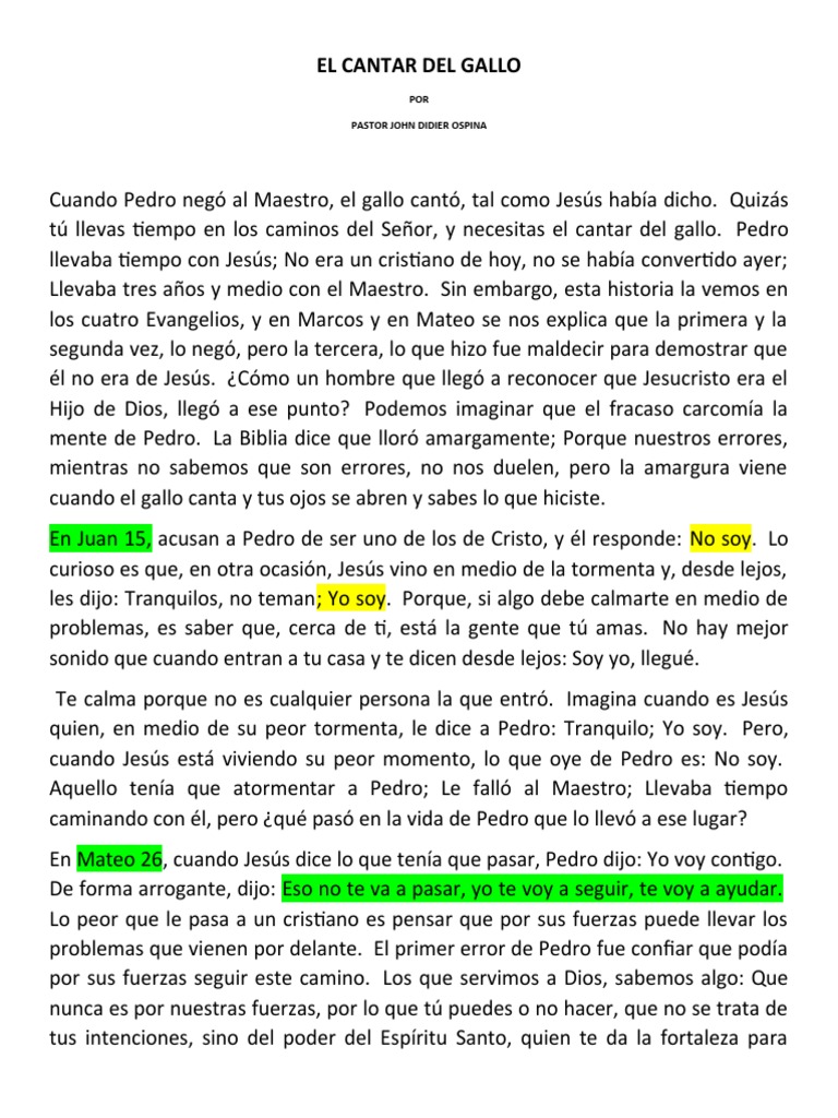 El Cantar Del Gallo Pdf Jesús San Pedro