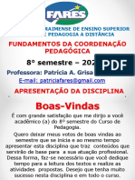 8° Semestre - 2020.2: Fundamentos Da Coordenação Pedagógica