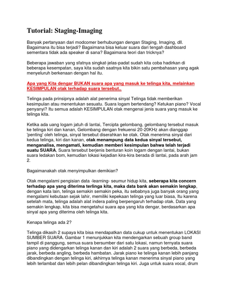 Memahami Staging dan Imaging Suara | PDF