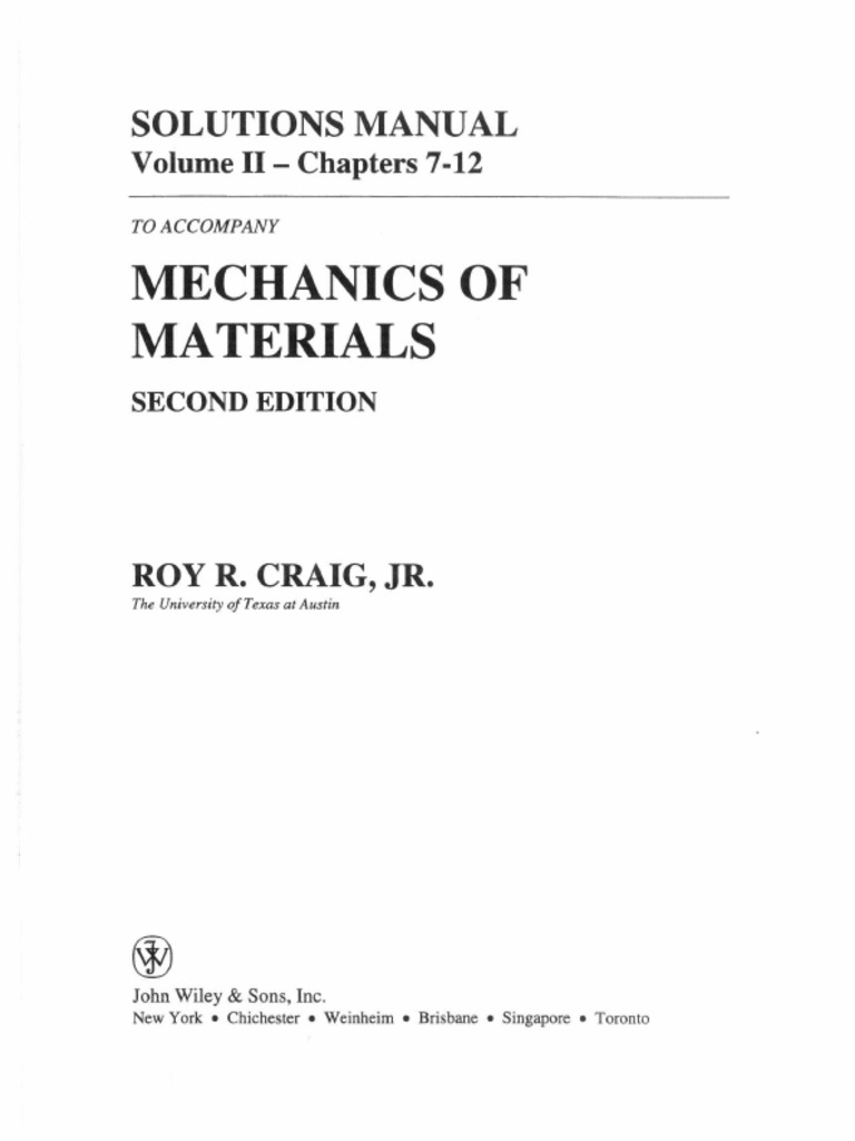 Mechanics Of Materials 2e Vol 2 Craig Pdf