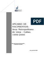 Anuario de Nacimientos: Area Metropolitana de Lima - Callao, 1999-2000