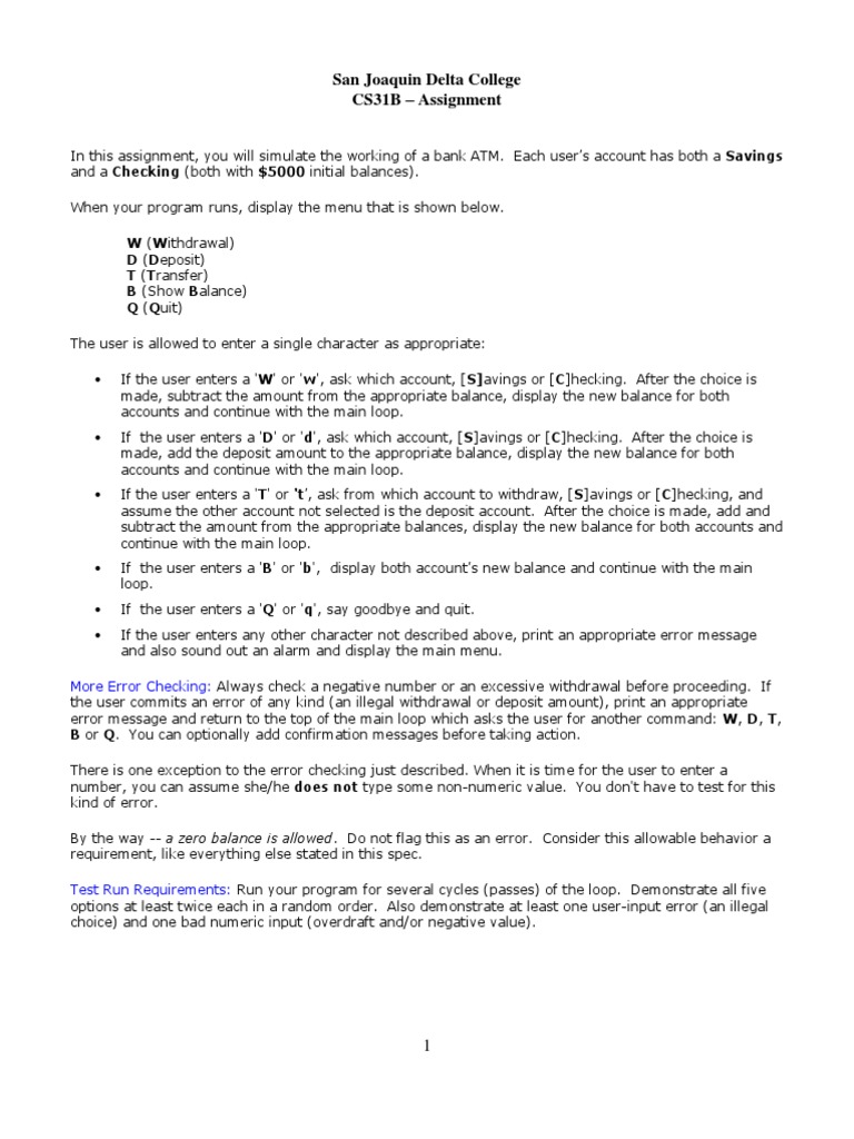 Assignment 02 descargar gratis pdf deposit account error