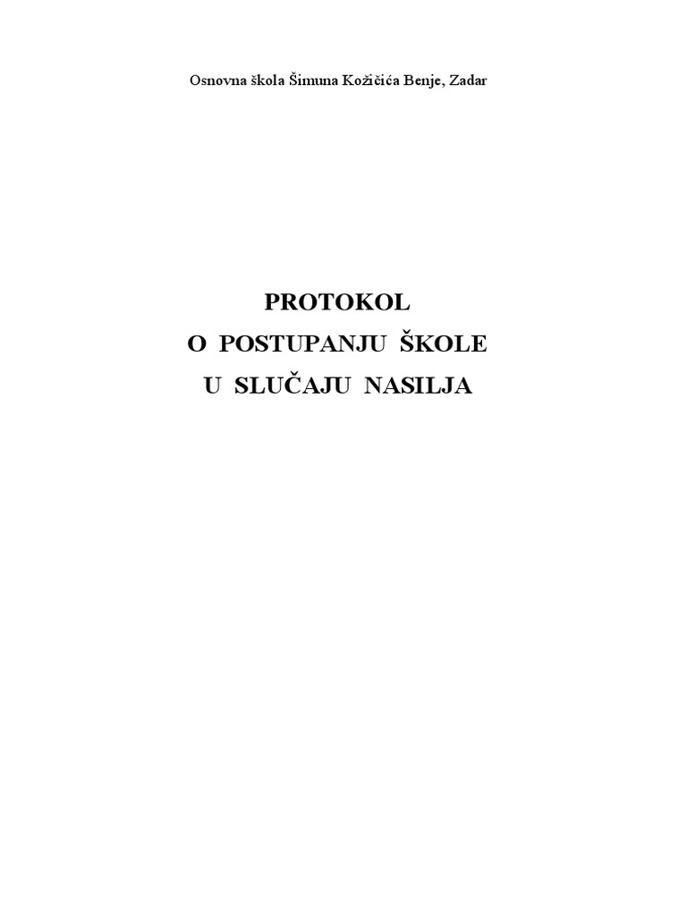Skolski Protokol o Nasilju 2021. | PDF